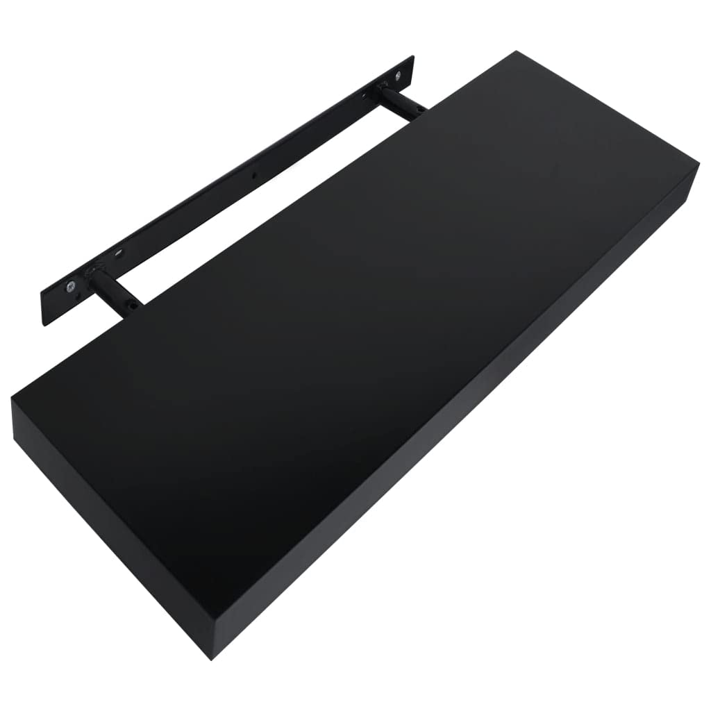 vidaXL Contemporary Floating Wall Shelves, 2 pcs, Black, 15.7"x7.9"x1.5", MDF Material, Invisible Mounting System, Ideal for Home and Office