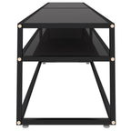vidaXL Black TV Cabinet with Tempered Glass and Powder-Coated Steel - Sleek, Streamlined Design - Ample Storage Space 86.6"x15.7"x15.9"