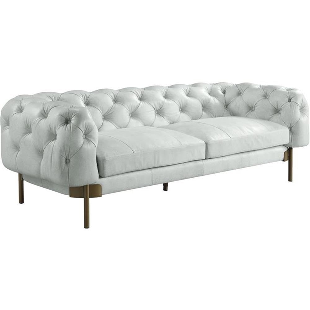 Acme Ragle Sofa in Vintage White Top Grain Leather