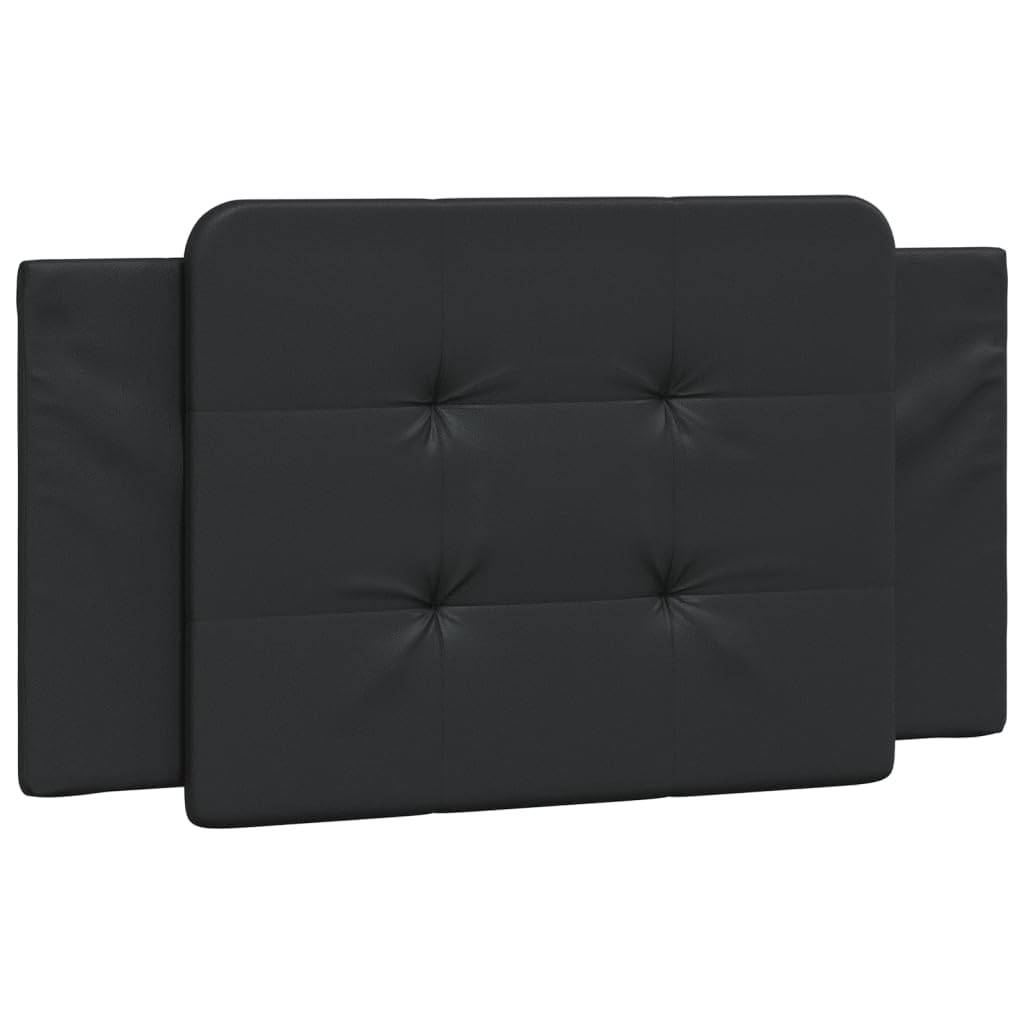 vidaXL Black Faux Leather Headboard Cushion - Foam-Stuffed Decorative Pillow Back for Bedroom Comfort - Wall Mount/Bed Frame Compatible, Easy Clean, Luxurious Look