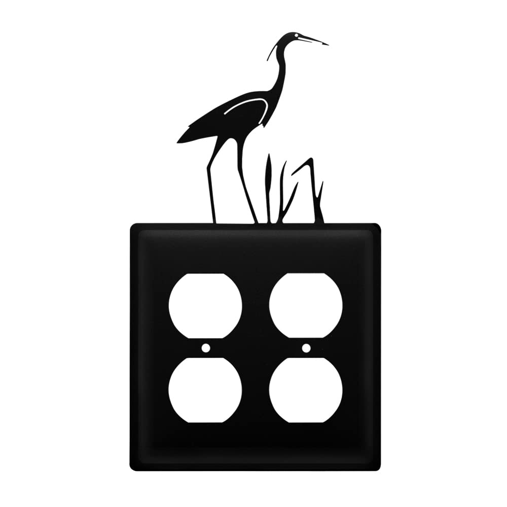 Village Wrought Iron Heron Double Outlet Cover