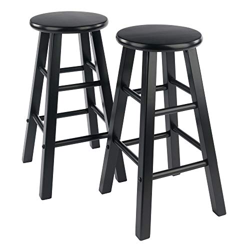 Ergode Wood Element Counter Stool Set - Sleek Black Finish, Solid Wood, Sturdy Legs