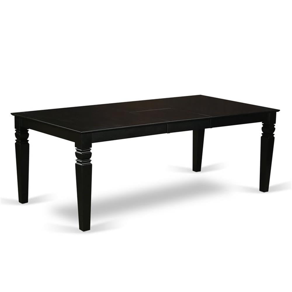 East West Furniture Lgce9-Blk-21 9 Piece Dining Table Set Includes A Rectangle Kitchen Table With Butterfly Leaf And 8 Mineral Blue Linen Fabric Upholstered Chairs, 42X84 Inch, Black