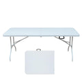 Icoud 6Ft Plastic Folding Table Portable Heavy Duty White Dining Table Fold-In-Half For Camp Party Kitchen Indoor Outdoor