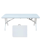 Icoud 6Ft Plastic Folding Table Portable Heavy Duty White Dining Table Fold-In-Half For Camp Party Kitchen Indoor Outdoor