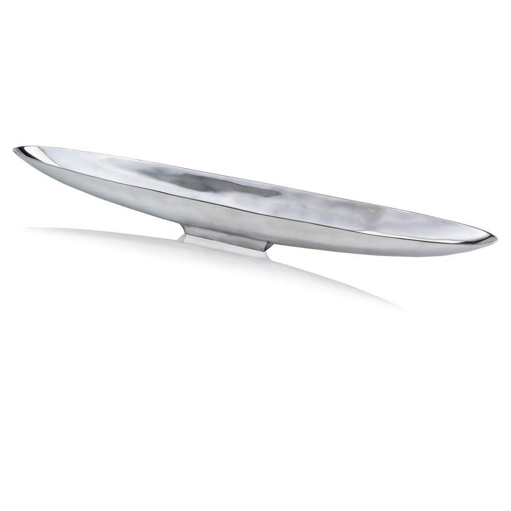 HomeRoots 47' Contempo Shiny Silver Extra Large Long Boat Tray