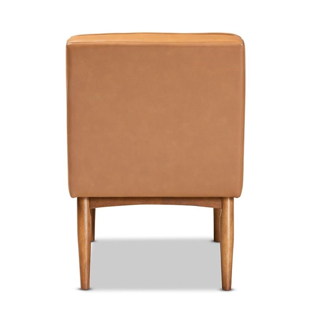 Baxton Studio Daymond Mid-Century Modern Tan Faux Leather Upholstered and Walnut Brown Finished Wood Dining Chair
