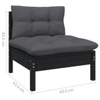 vidaXL Solid Pinewood Patio Lounge Set 11 Piece with Cushions Garden Outdoor Lawn Yard Terrace Balcony Wooden Seat Seating Furniture Black