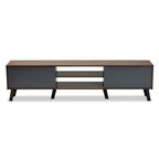 Baxton Studio Clapton Modern and Contemporary Multi-Tone Grey and Walnut Brown Finished Wood TV Stand