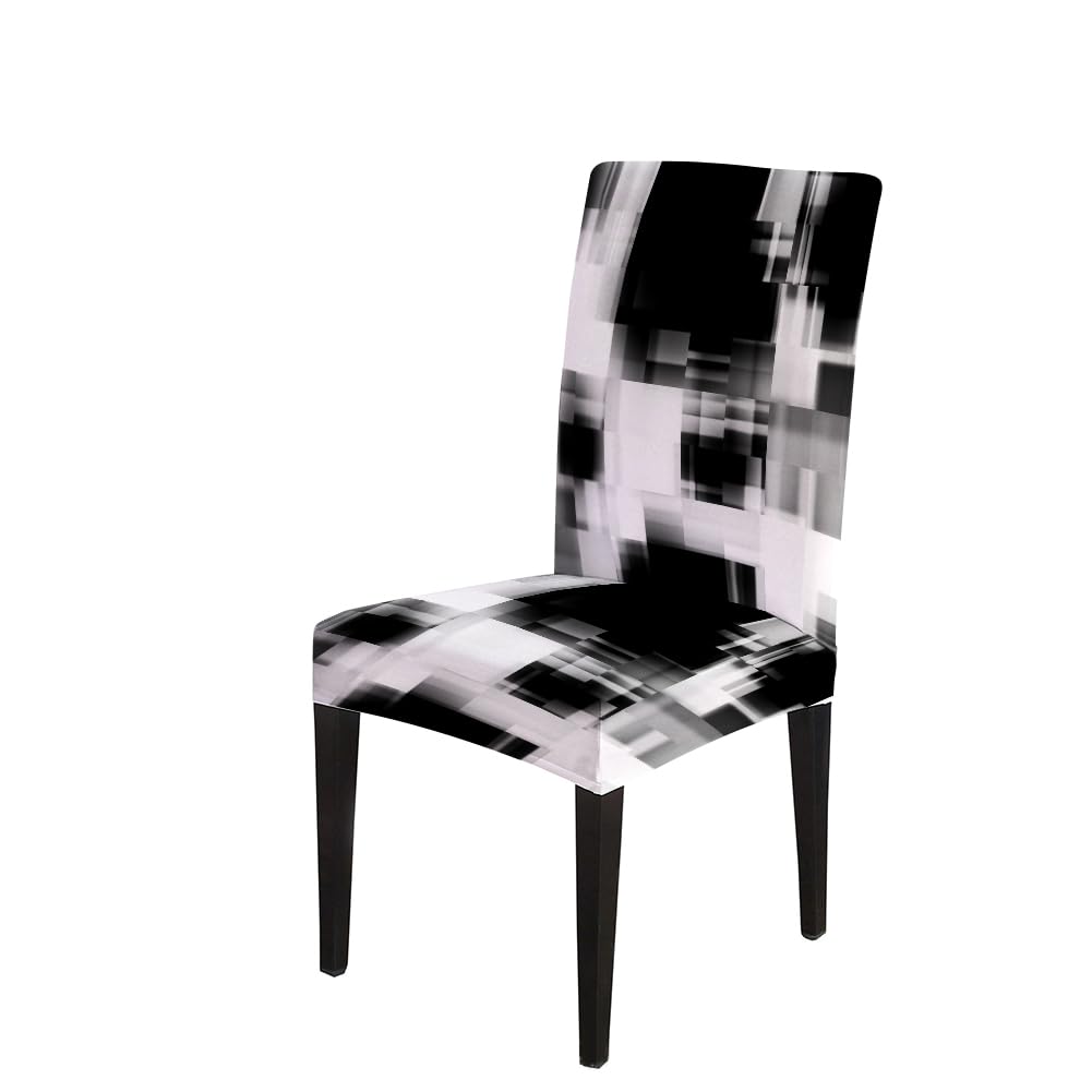 Capsceoll Art Abstract Monochrome Blackand White Dining Chair Covers Set Of 4,Removable Washable Parson Chair Covers For Dining Room,Living Room,Kitchen