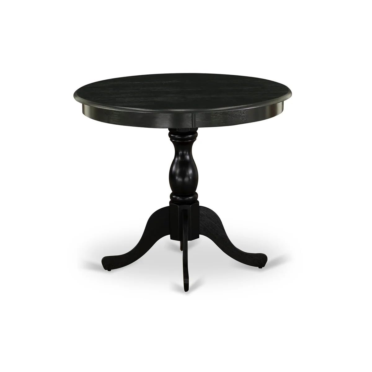 East West Furniture Anva5-Blk-W 5 Piece Modern Dining Table Set Includes A Round Kitchen Table With Pedestal And 4 Dining Room Chairs, 36X36 Inch, Black
