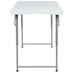 Flash Furniture 4-Foot Height Adjustable Bi-Fold Granite White Plastic Folding Table