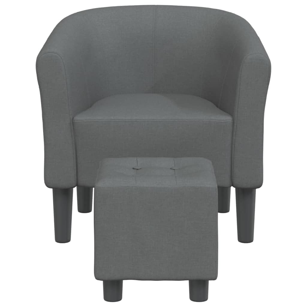 vidaXL Dark Gray Fabric Tub Chair and Footstool Set, Comfy Padded Accent Armchair with Sturdy Frame for Living Room, Bedroom, or Office