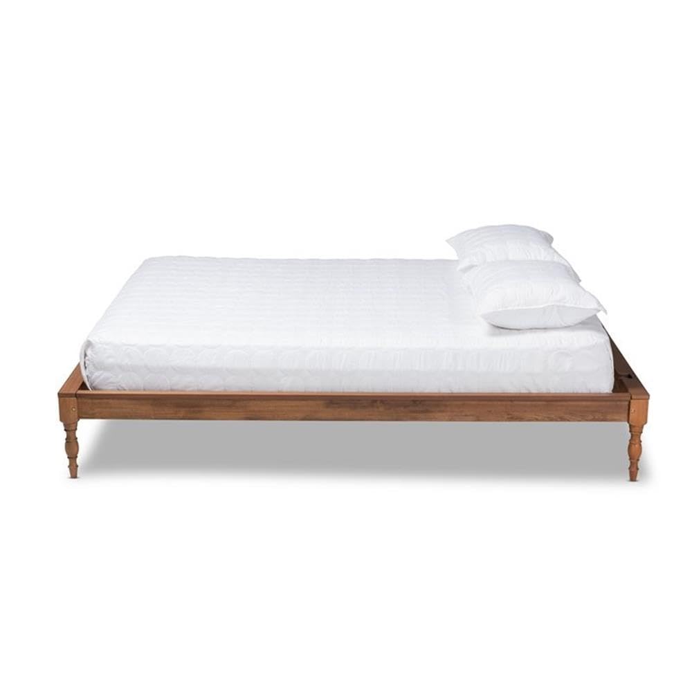 Baxton Studio Romy Vintage French Inspired Ash Wanut Finished King Size Wood Bed Frame