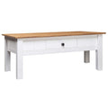 vidaXL Panama Range Coffee Table, Rectangular, Solid Pine Wood Material, White Color with Natural Wood Accent, Dimensions 39.4x2