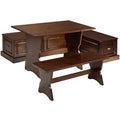 Linon Montery 3 Piece Backless Patio Conversation Indoor Kitchen Breakfast Corner Nook Set with Hidden Storage, Walnut Brown Fin