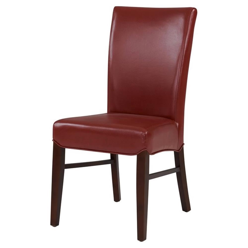 New Pacific Direct Milton Bonded Leather, Set of 2 Dining Chairs, Pomegranate