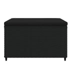 vidaXL Outdoor Patio Footrest with Cushion - Black, Made of Quality PE Rattan and Powder-Coated Steel, Featuring a Modular and Stylish Design, Offers Comfortable Seating with Thick Padded Cushion