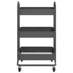 vidaXL 3-Tier Multipurpose Trolley in Anthracite – Steel, Mobile Utility Cart with Wheels and Brakes, Spacious Storage Organizer for Office, Beauty Supplies, Kitchen Essentials