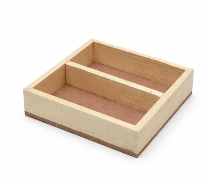 PAXI DAYA Wooden Organizer Tray with Divider | Multipurpose Storage Box for Tea Bags, Cutlery & Desk Accessories | Compact Woode