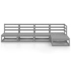 vidaXL Solid Pinewood Patio Lounge Set 5 Piece Garden Outdoor Lawn Yard Terrace Balcony Wooden Seat Seating Sitting Chair Sofa Furniture Gray