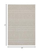 HomeRoots Grey Polypropylene 5’x7’ Gray and Ivory Geometric Indoor Outdoor Area Rug