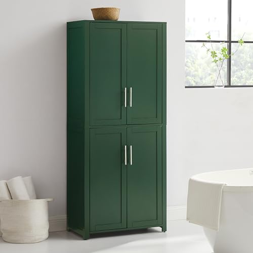 Crosley Furniture Savannah Tall Pantry Storage Cabinet with Shelves, Kitchen, Dining, or Laundry Room, Hunter Green