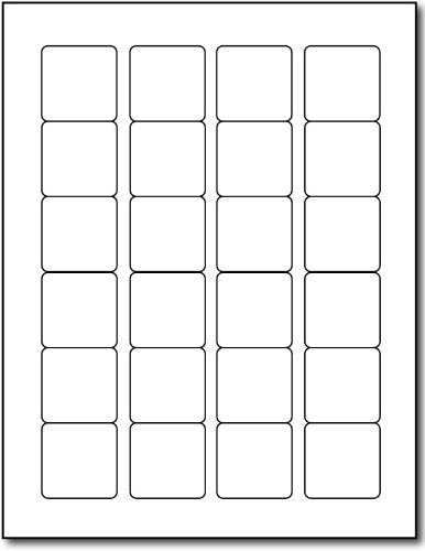 White Adhesive Sticky Labels, 1.5' Square - 24 Per Page - Matte Finish Printable With Inkjet/Laser (100 Sheets)