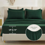 Litanika Full Size Comforter Sets Dark Emerald Green - 7 Pieces Bed In A Bag Full Beddding Comforter Sets, Solid Lightweight Bed