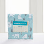 Comfort Spaces Novalty Cotton Flannel Breathable Warm Deep Pocket Sheets With Pillow Case Bedding, Full, Blue Polar Bears 4 Piec