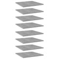vidaXL Engineered Wood Bookshelf Boards Set of 8, Concrete Gray, Easy to Clean, Multipurpose Furniture Panel, 15.7"x15.7"x0.6"