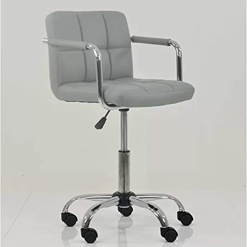 Finch Fox Heightadjustable Fauxleather Arm Small Office Desk Chair For Computer, Salon, Spa, Bar, Medical, Kitchen Light Grey