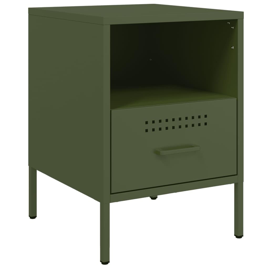 vidaXL Bedside Cabinet Olive Green 14.2inchx15.4inchx19.9inch Steel