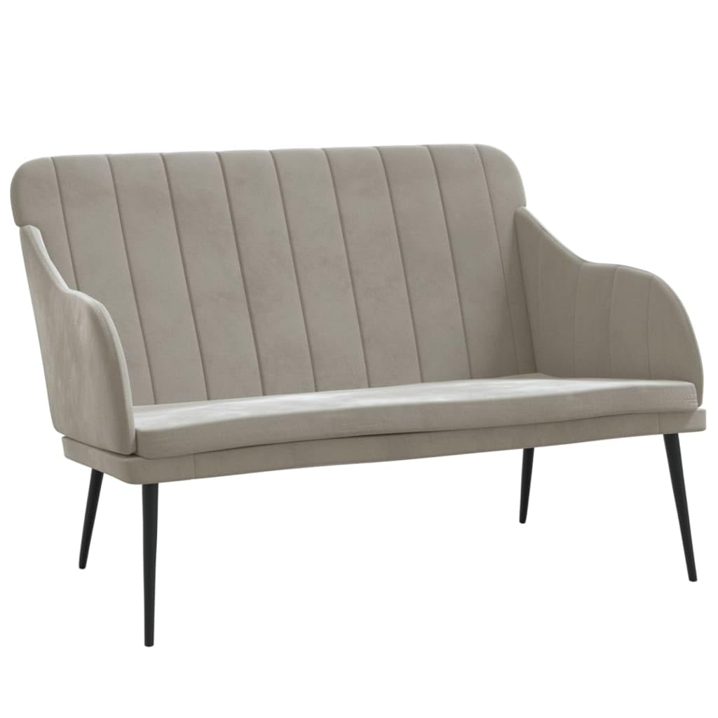 vidaXL Modern Velvet Bench - Light Gray - Perfect for Lounging, Watching TV, Relaxing - Spacious and Comfortable - Made of Resistant Velvet (100% Polyester), Metal, and Plywood