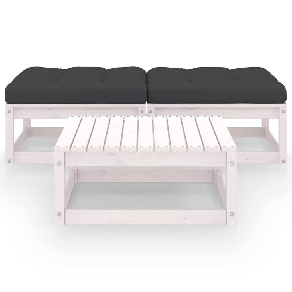 vidaXL Solid Pinewood Patio Lounge Set 3 Piece with Cushions Garden Outdoor Lawn Yard Terrace Balcony Wooden Seat Seating Sitting Chair Sofa Furniture