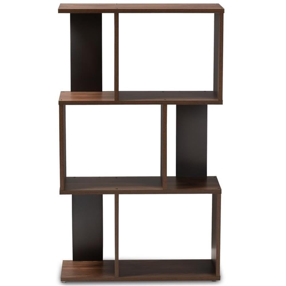 Baxton Studio Legende Modern and Contemporary Brown and Dark Grey Finished Display Bookcase