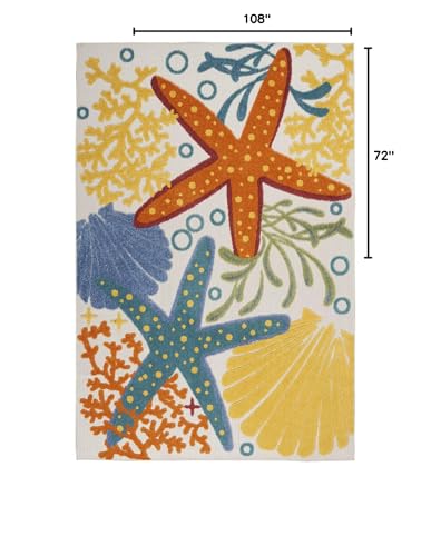 HomeRoots 100% Polypropylene 6’ x 9' Multicolor Indoor Outdoor Area Rug