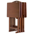 Alex 5-Piece Snack Table Set | Solid Wood | Foldable Tables with X-Frame Bases | Walnut Finish | Easy Storage | Holds up to 25 l