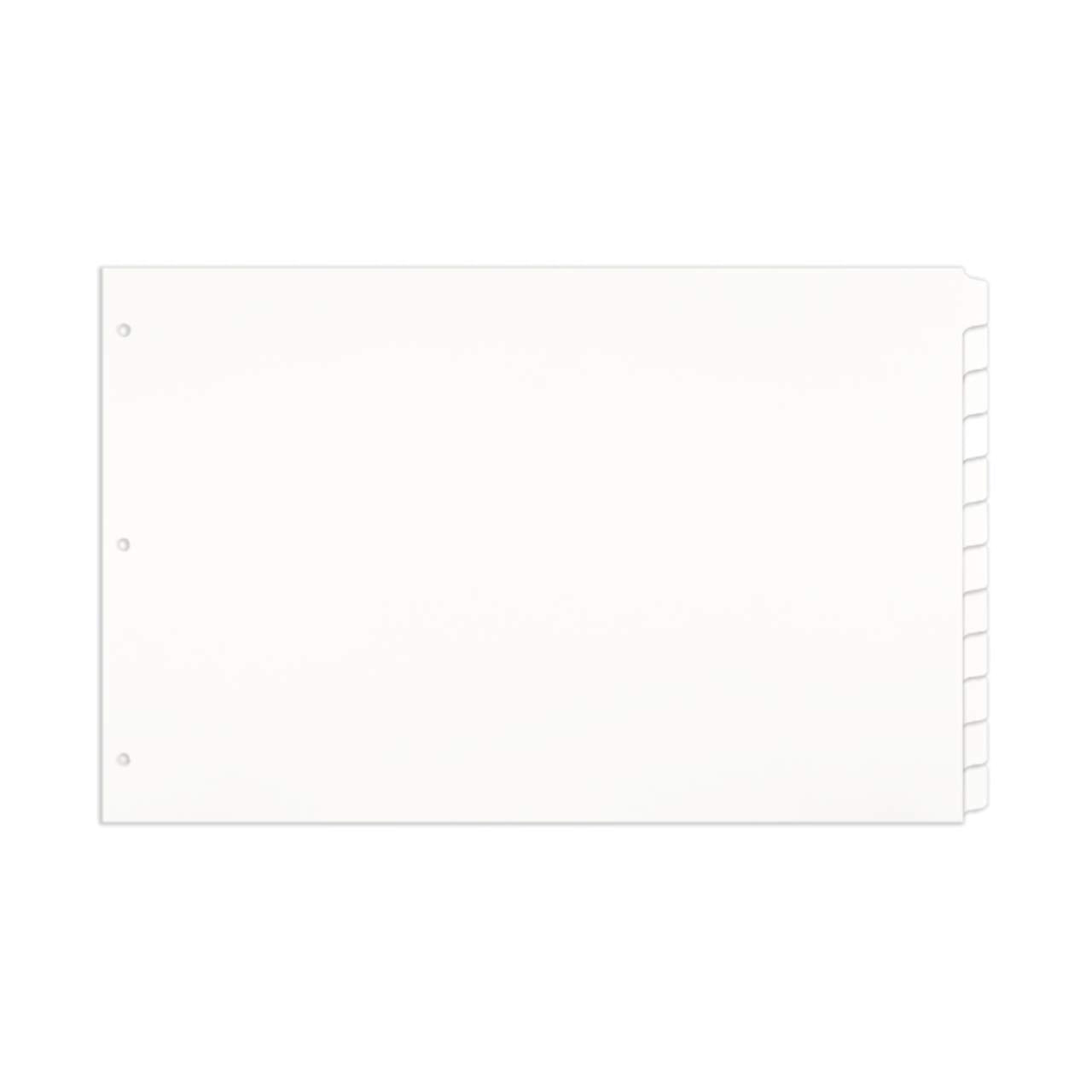 Single Set 11X17 White 12 Tab Index Dividers Standard Length With Holes