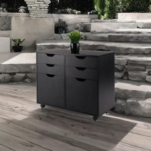 Ergode Wood Halifax 2-Section Mobile Storage Cabinet - Stylish, Versatile, Easy to Move