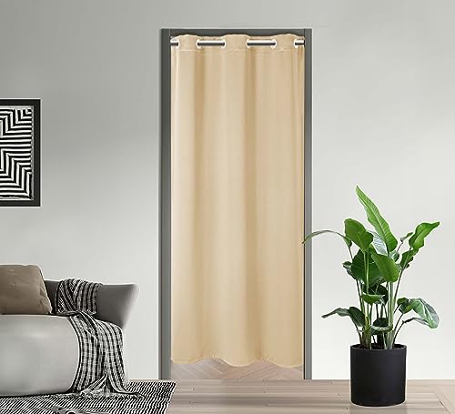 Pi Blackout Door Curtains,Thermal Insulated Room Darkening Pricacy Doorway Curtain Window Treatment,Room Divider Curtain Closet Curtain For Front Door/Sliding Door/Closet/Patio(Beige, W34Xl80)