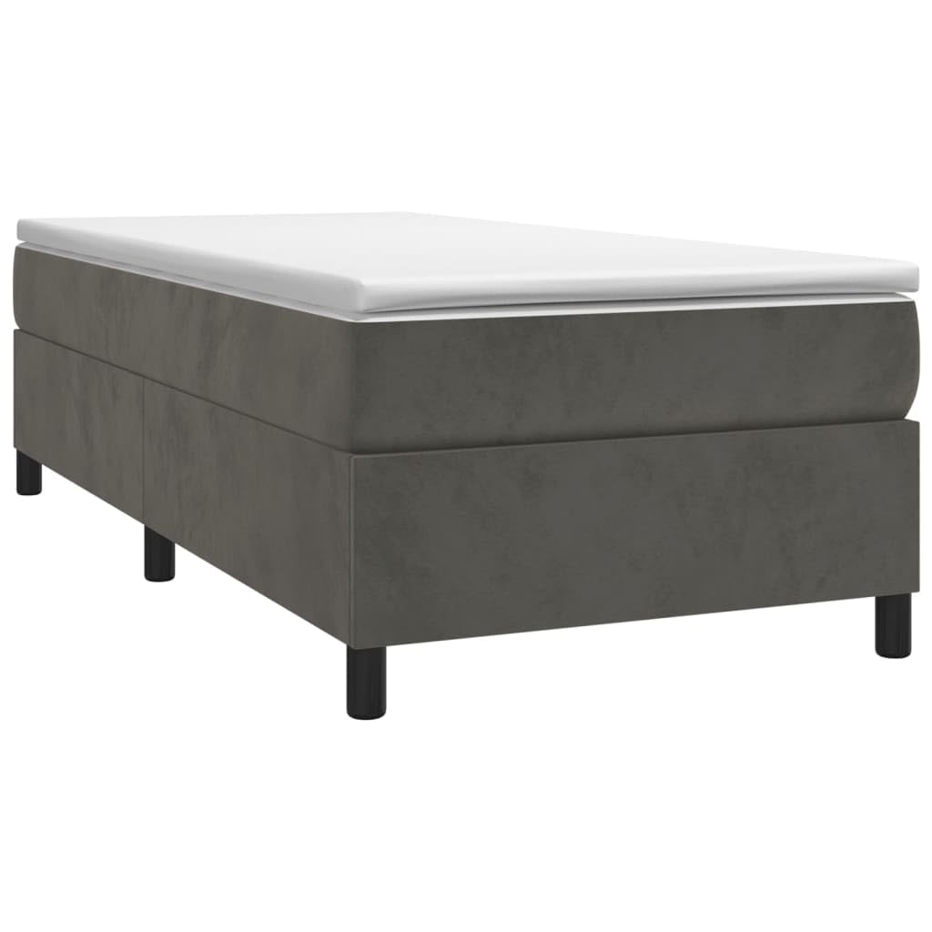 vidaXL Velvet Upholstered Box Spring Twin XL Bed Frame - Dark Gray - Plywood and Engineered Wood Construction
