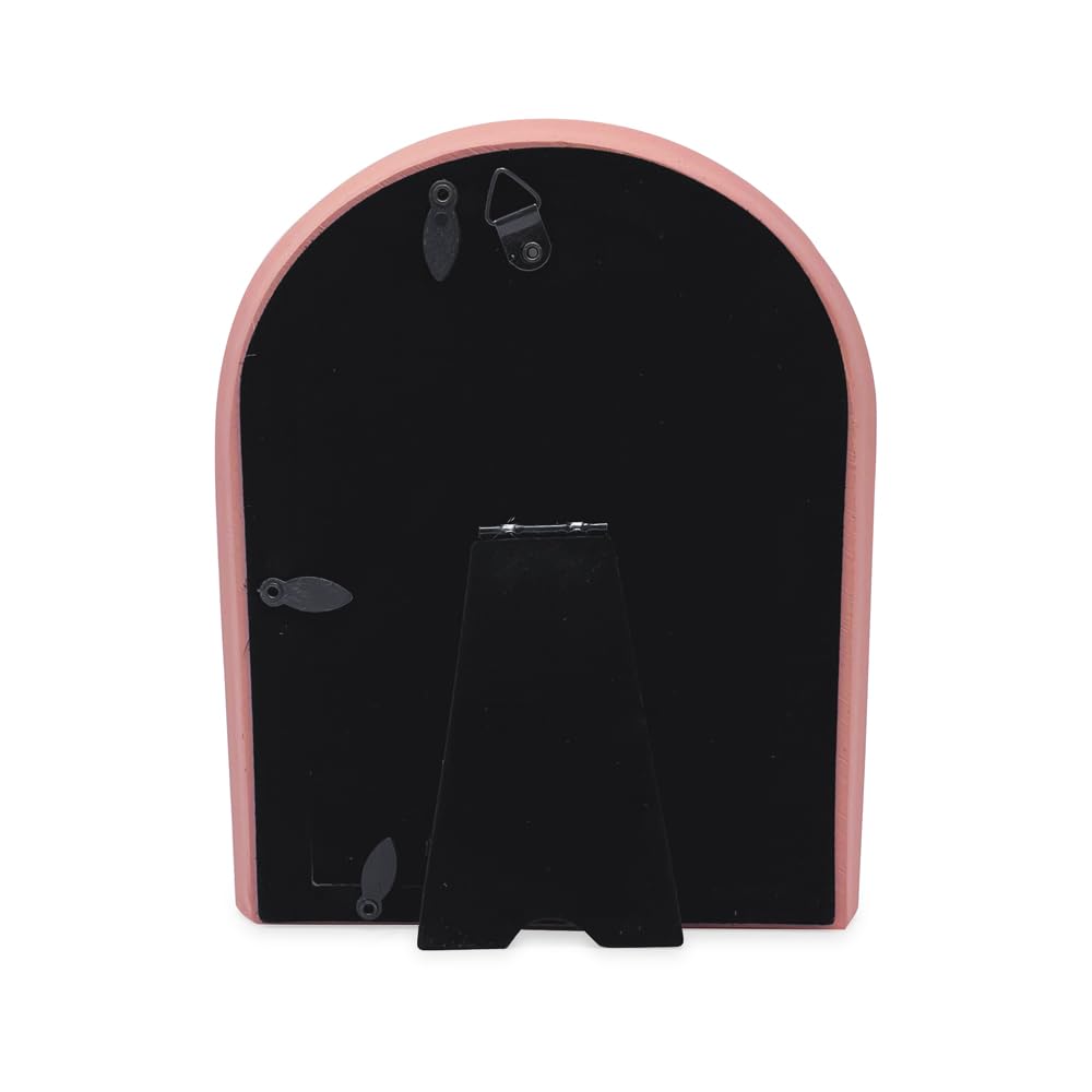 Isaac Jacobs 4X6 Vertical Pink Arc Resin Picture Frame With Gradient Design, Decorative Photo Frame, Tabletop & Wall Display, Ha