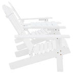 vidaXL White Solid Fir Wood Adirondack Chair with Tea Table: Garden Patio Furniture with Ergonomic Design, Weather Resistant, Easy to Assemble