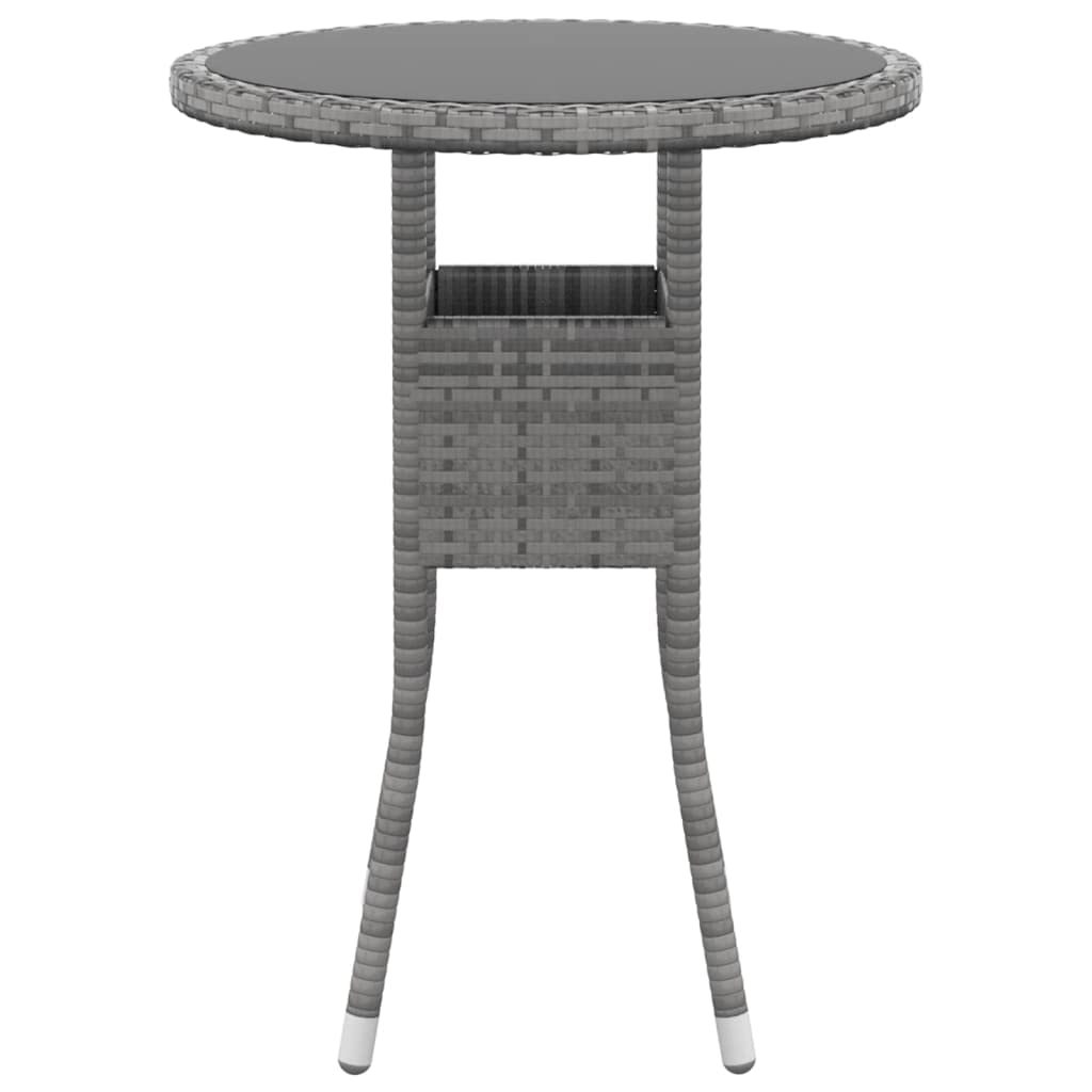 vidaXL - Patio Dining Set 3 Piece/Poly Rattan Conversation Set/Tempered Glass Table and Cushioned Chairs/Ergonomic Design for Garden, Patio, Deck/Lounging Furniture - Gray