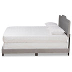 Baxton Studio Benjen Modern and Contemporary Glam Grey Velvet Fabric Upholstered Queen Size Panel Bed
