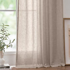 Jinchan Linen Blend Curtain For Living Room 90 Inch Length Extra Wide For Room Divider Taupe Curtain Rustic Farmhouse Curtain Back Tab Light Filtering Drapes Bedroom Window Curtain 1 Panel Taupe