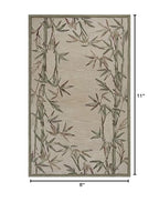 HomeRoots Wool 9'x12' Ivory Hand Tufted Bordered Bamboo Indoor Area Rug