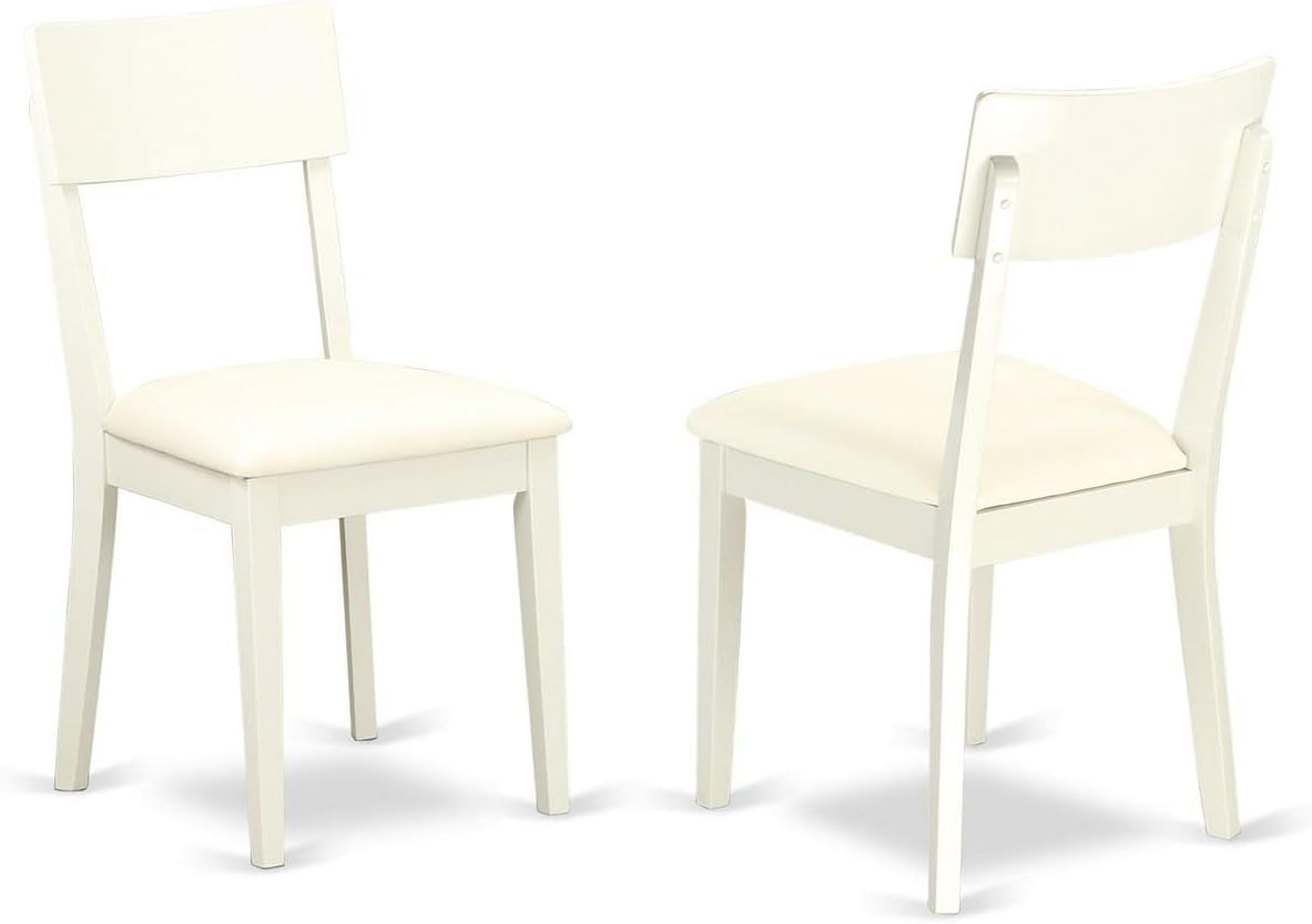 East West Furniture Adc-Lwh-Lc Andi Dining Chairs - Faux Leather Upholstered Dinette Chairs, Set Of 2, Linen White