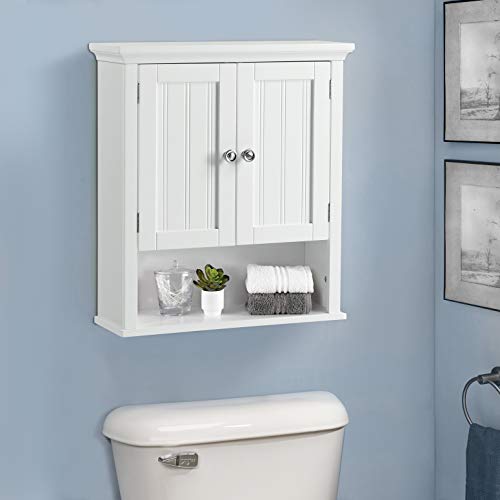 American Furniture Classics 25514 Os Home And Office Two Door Wall Cabinet With Shelves, Two Door, White, 1 Cabinet